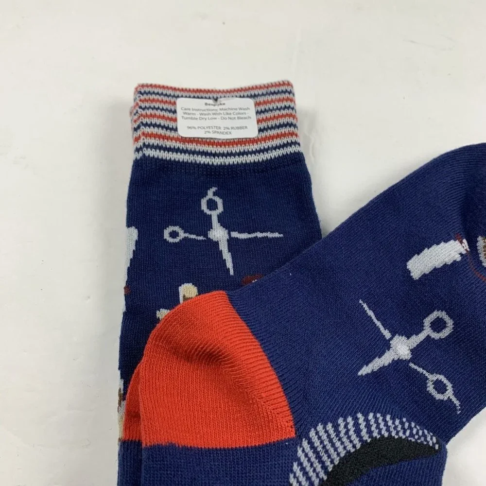 Bespoke Casual Socks Men One Size Blue/Red Polyester Blend Stretch Printed S6142